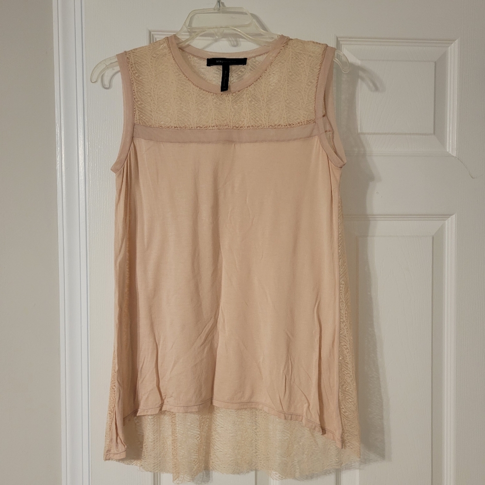 BCBGMAXAZRIA Pink Lace Tank Top